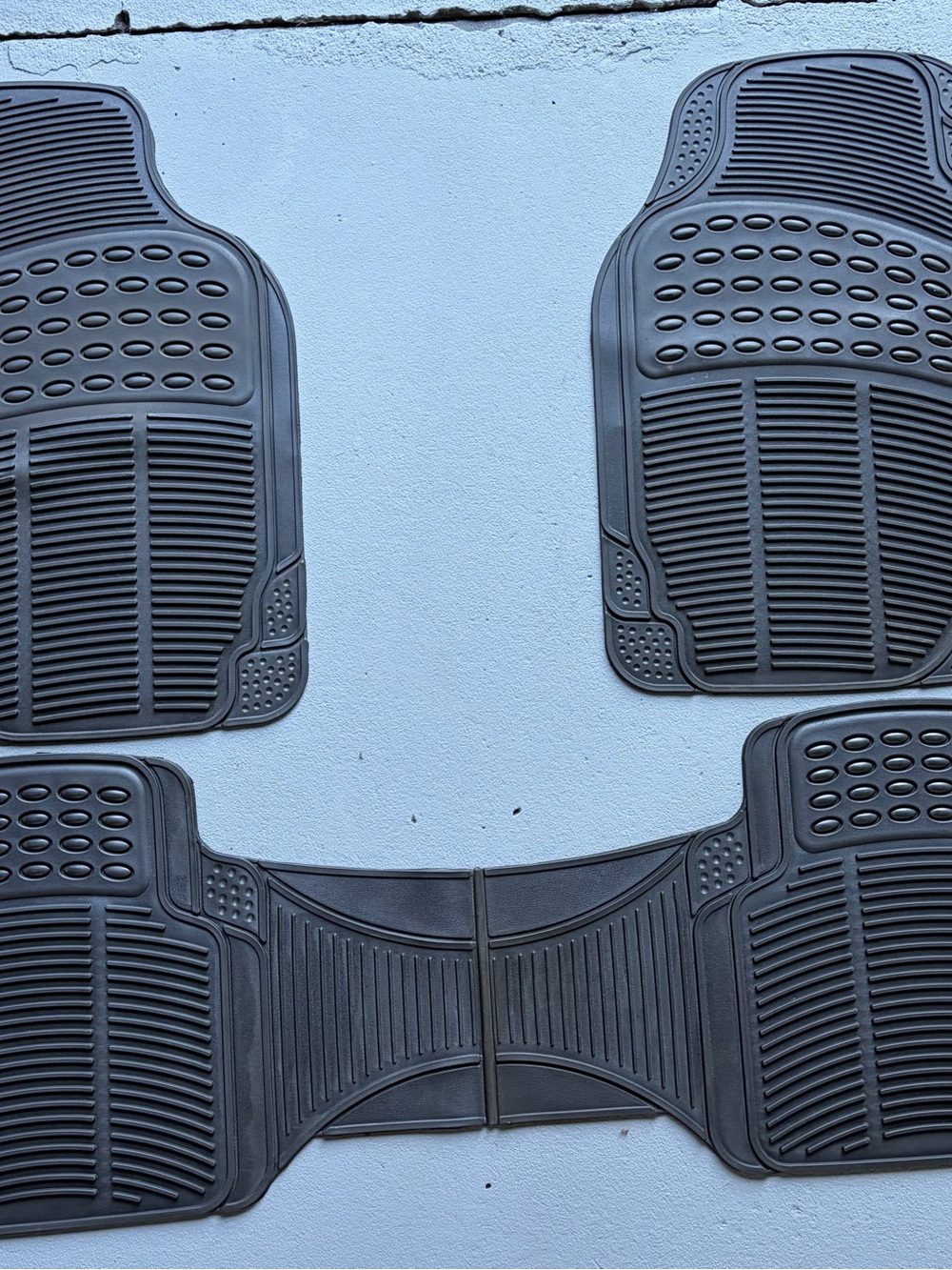 All-Weather Black Rubber Car Floor Mat Set - 4 Pieces